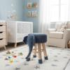 AC Pacific Woodland Elephant Stool for Kids, Animal Themed Wooden Ottoman Chair with Soft Plush Fabric, Sturdy Pine Wood Legs, Ideal for Playrooms, Nurseries or Living Rooms, Navy Blue view 1