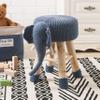 AC Pacific Woodland Elephant Stool for Kids, Animal Themed Wooden Ottoman Chair with Soft Plush Fabric, Sturdy Pine Wood Legs, Ideal for Playrooms, Nurseries or Living Rooms, Navy Blue view 3