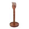 Hand Carved Brown Wood Kitchen Fork Top Countertop Paper Towel Holder Rustic Stand Kitchen Dcor 15.75 Inches High Primitive Accents for Country Counters view 1