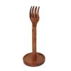 Hand Carved Brown Wood Kitchen Fork Top Countertop Paper Towel Holder Rustic Stand Kitchen Dcor 15.75 Inches High Primitive Accents for Country Counters view 3