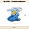 5-inch Octopus Toothbrush Holder - Nautical Resin Organizer for Bathroom, Ocean Blue Mother & Baby Set with Frutiger Aero Style view 2