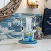 5-inch Octopus Toothbrush Holder - Nautical Resin Organizer for Bathroom, Ocean Blue Mother & Baby Set with Frutiger Aero Style view 3