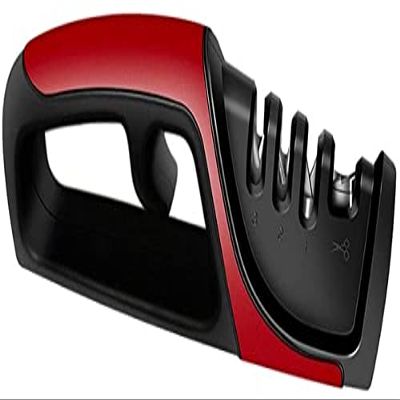 Dongng Knife Sharpener Kitchen Knife Accessories, Handheld Professional Sharpener, 3-Stage Knife Sharpener Helps Repair, Restore, Polish Blades for Kitchen and Home Portable Non-slip (Color : B)