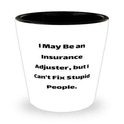 Funny Insurance adjuster Gifts, I May Be an Insurance Adjuster, but I Can't Fix Stupid, Joke Christmas Shot Glass Gifts For Men Women