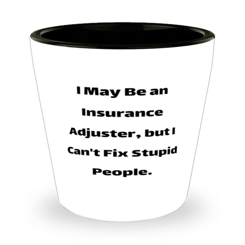 Funny Insurance adjuster Gifts, I May Be an Insurance Adjuster, but I Can't Fix Stupid, Joke Christmas Shot Glass Gifts For Men Women