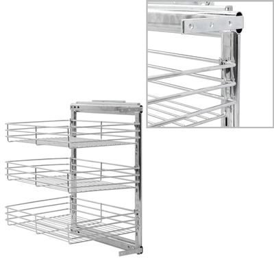 3-Tier Pull-Out Wire Baskets with Sliding Runners, Kitchen Cabinet Rack Sliding Storage Baskets, Cupboard Organizer/Storage Racks 18.5" x 13.8" x 22"