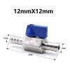 Home life 7mm 8mm 10mm 12mm Hose Mini Sanitary Ball Valve Homebrew Beer SUS 304 Stainless Steel With Blue Hanlde Home brew (Color : Blue handle 12X12, Size : 5 pcs) view 2