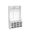 Itaar Hall Tree with Storage Bench, 3-in-1 Entryway Bench with Coat Rack, Adjustable Shoe Storage and Hanging Hooks, Embossed White view 4