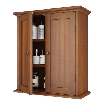 ChooChoo Bathroom Wall Cabinet, Over The Toilet Space Saver Storage Cabinet, Medicine Cabinet with 2 Door and Adjustable Shelves, Cupboard, Rustic