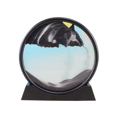 Daoyuan Moving Sand Art Picture,Quicksand Painting Living Room Decoration,3D Natural Landscape Flowing Sand Picture/Photo Hourglass,Round Frame/Office Decorations