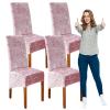 SRHMYJJ Crushed Velvet Dining Chair Covers, Stretch Chair Protective Slipcover, Elastic Chair Protector Seat Covers for Dining Room Wedding Banquet Party Decoration Home Decor (Pink 4) view 1