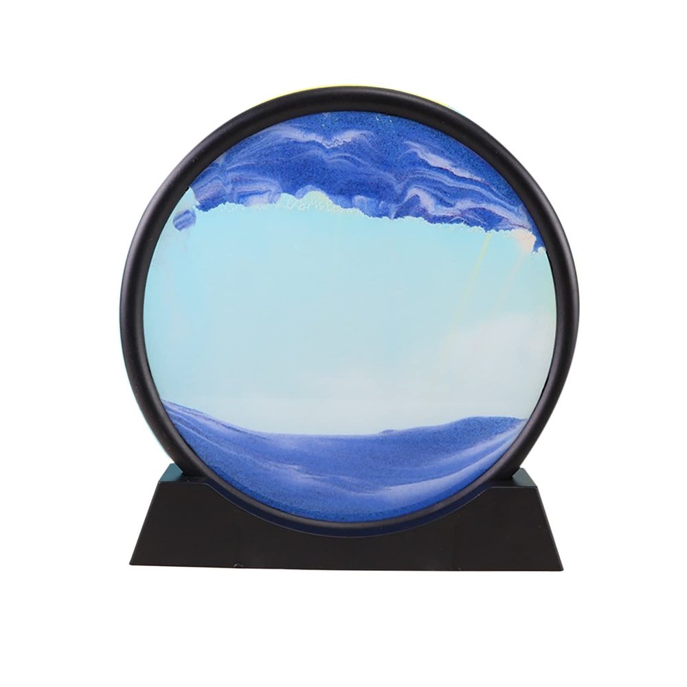 Daoyuan Moving Sand Art Picture,Quicksand Painting Living Room Decoration,3D Natural Landscape Flowing Sand Picture/Photo Hourglass,Round Frame/Office Decorations