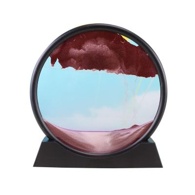 Daoyuan Moving Sand Art Picture,Quicksand Painting Living Room Decoration,3D Natural Landscape Flowing Sand Picture/Photo Hourglass,Round Frame/Office Decorations
