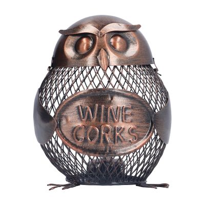 Alvinlite Iron Owl Mesh Wine Cork Container, Vino Cork Barrel Cage Holder Handcrafts Art Work