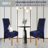 SRHMYJJ Crushed Velvet Chair Covers for Dining Chairs Set of 2/4/6 Chair Protective, Elastic Chair Protector Seat Covers for Dining Room Wedding Banquet Party Decoration (Navy Blue 2) view 2