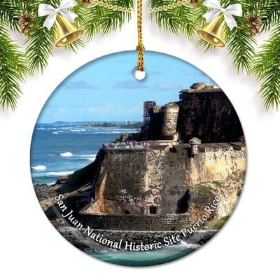 San Juan National Historic Site Puerto Rico Christmas Ornaments for Tree Ceramic Pendant Double Sided Ornament Decor Xmas Gifts Porcelain Travel Souvenirs