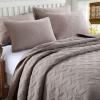 CCUNSZI Bedspread Quilt Set Queen-3 Piece Luxury Lightweight Embroidered Quilted Comforter 100% Cotton Reversible Coverle Set with Pillow Shams All Season Quilts,Brown,Queen view 2