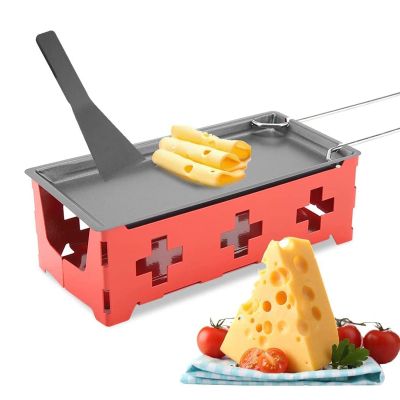 RSHJD Cheese Raclette Table, Cheese Melt Pan, Portable Non-Stick Candlelight Cheese Raclette Pan Mini Oven Butter Baking Pan Grill Plate Grilling Tool for Home Kitchen