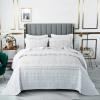 CCUNSZI 3 Piece Luxury Embroidered Bedspread Quilt Set King- All Season Quilts Comforter Lightweight Bedding Set with Pillow Shams,White,King view 1