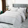 CCUNSZI 3 Piece Luxury Embroidered Bedspread Quilt Set King- All Season Quilts Comforter Lightweight Bedding Set with Pillow Shams,White,King view 2