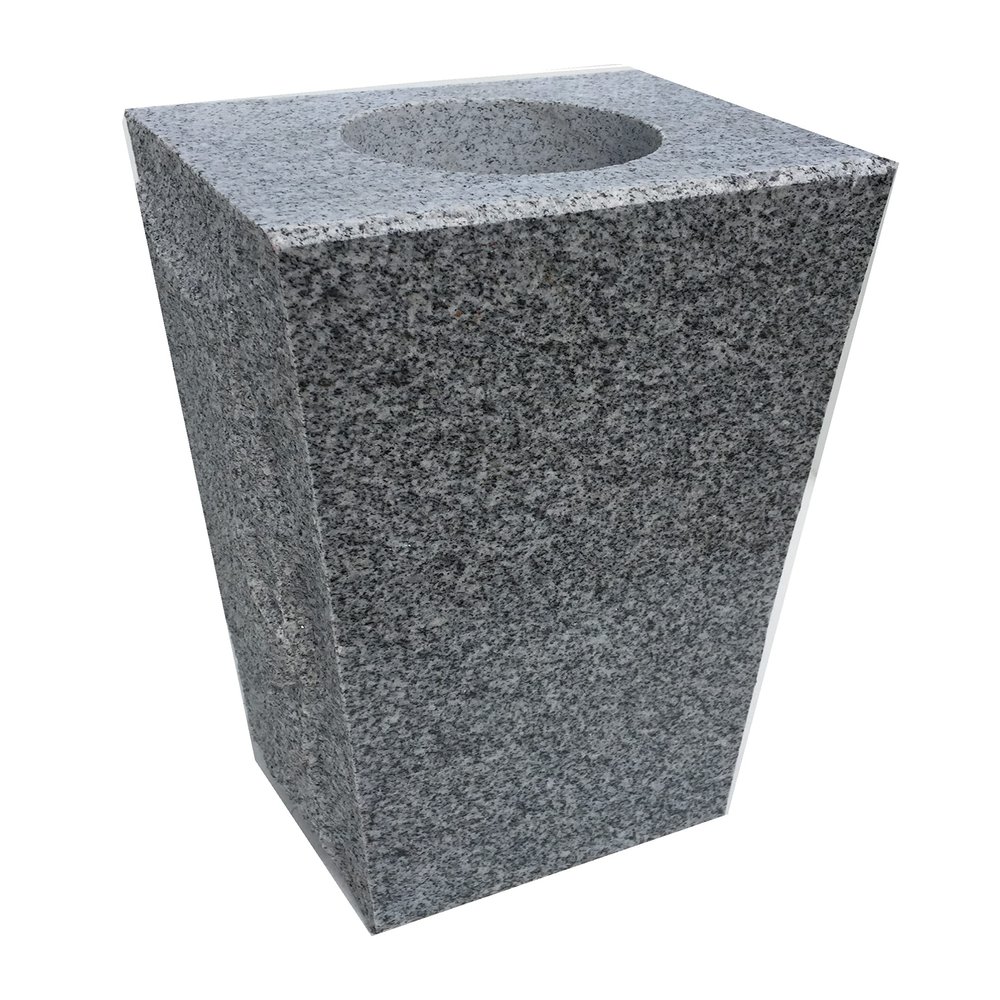 Upstate Stone Works Tapered Granite Memorial Vase | Measures 5 x 4 x 9 | Gray Granite Vase for Cemetery | Polished Face Monument Flower Holder with Drain Hole