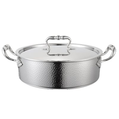 Fondue Pots Mandarin Duck Hot Pot Household Manual Hammered Pot Three-layer Steel Commercial Soup Pot Stainless Steel Hot Pot (Color : Silver, Size : 32cm)
