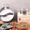 Fondue Pots Mandarin Duck Hot Pot Household Manual Hammered Pot Three-layer Steel Commercial Soup Pot Stainless Steel Hot Pot (Color : Silver, Size : 32cm) view 3