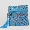 10pcs Square Seawater Silk Brocade Jewelry Pouch Zipper Wedding Favor Bags Tassel Chinese Storage Pouch Party Gift Packaging Bags (sky blue) view 2