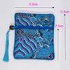 10pcs Square Seawater Silk Brocade Jewelry Pouch Zipper Wedding Favor Bags Tassel Chinese Storage Pouch Party Gift Packaging Bags (sky blue) view 3