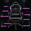 FZYUAN LED Lights Gaming Chair with Speakers, Ergonomic Video Office Chair with Massage, Computer Desk Chair with Headrest and Lumbar Support, College Dorm Essentials for Guys,White view 3