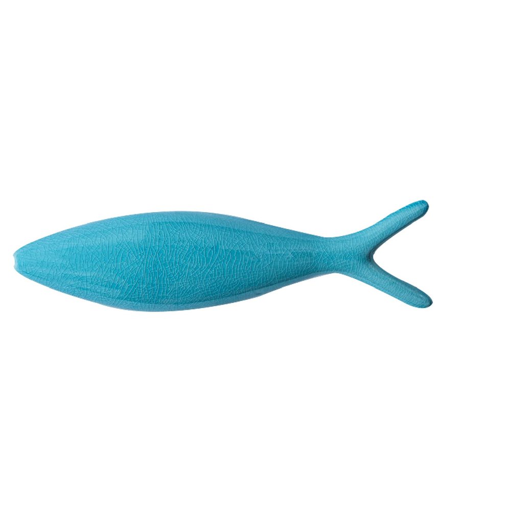 Ceramic Blue Fish Handcrafted Sculpture 3D Wall Art Hanging Decor Home Living Room Office Wedding Gift 11.8inch