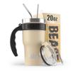 BEAST 20 oz Sand Tumbler Set with Handle - Stainless Steel Coffee Cup + 2 Straws Brush, Gift Box & Black Handle view 1
