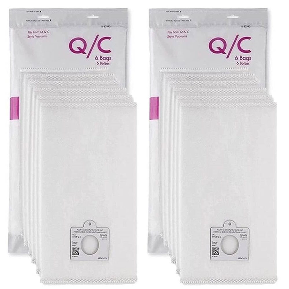 12 Style Q/C 53292 Hepa Filtration Bags. Compatible with Kenmore Elite, Intuition, Progressive, 200 400 600 Series Canister Vacuum Cleaners. Replaces Part #'s 5055, 50104, 50557, 50558, 53291