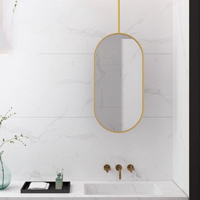 LHYZF Creative Oval Mirror for Ceiling Hanging, Boom Mirror with Gold Metal Frame and Floating Bathroom Mirror - for Home or Hotel (Size : 50cmx70cm)