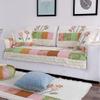 XSlive Geometric Quilted Sofa Cover Floral Patchwork Cotton Couch Slipcover with Ruffle Anti-Slip Furniture Protector Couch Cover for Pets Kids Children Dog,1 Piece/Not All Set (Floral,43"x70") view 2