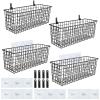 4 Set [EXTRA LARGE] Hanging Wall Mount Storage Baskets with Adhesive Hooks & Steel Hooks, Multiuse Sturdy Wire Metal Organizing Baskets for Home Kitchen Bathroom Pantry Utility Organizer, Black view 1