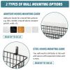 4 Set [EXTRA LARGE] Hanging Wall Mount Storage Baskets with Adhesive Hooks & Steel Hooks, Multiuse Sturdy Wire Metal Organizing Baskets for Home Kitchen Bathroom Pantry Utility Organizer, Black view 2
