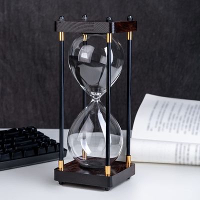 Large Sand Timer, Hourglass Timer 60 Minutes,Vintage Wooden Hour Glass Timer,Modern Home Kitchen Office Decoration (Black)