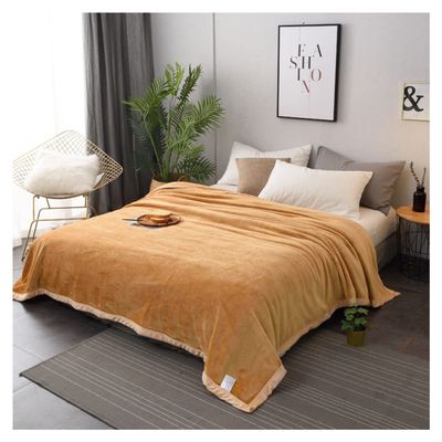 TYZK Fast Heating Blanket Solid Color Coral Fleece Blanket Warm Flannel Blanket Super Soft Warm (Color : Camel, Size : 200x220cm)