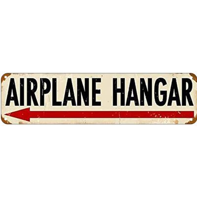 Airplane Hangar Left Metal Sign Wall Decor 4x16 Inch