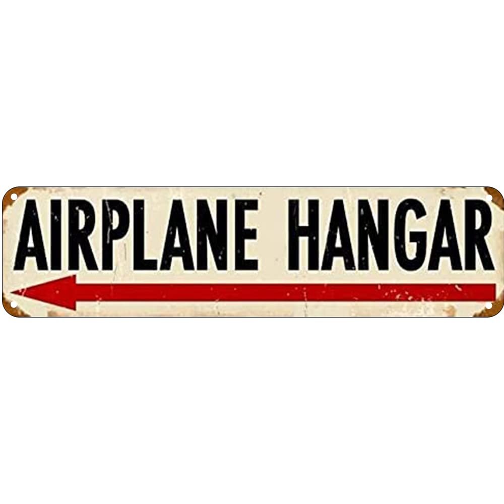 Airplane Hangar Left Metal Sign Wall Decor 4x16 Inch