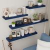 fuqing Blue Floating Shelves for Wall - Wood Wall Shelves Set of 3 - Dark Blue Shelves for Room Decor & Storage in Bedroom Living Room Bathroom Kitchen view 2