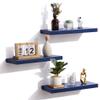 fuqing Blue Floating Shelves for Wall - Wood Wall Shelves Set of 3 - Dark Blue Shelves for Room Decor & Storage in Bedroom Living Room Bathroom Kitchen view 4