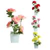curfair Artificial Plant Artificial Flowers Exquisite Pot Rose Desktop Decor Faux Silk Flower Indoor Outdoor Imitation Flower Pot Fake Potted Plant Rose for Home Decor-Pink view 3
