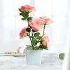 curfair Artificial Plant Artificial Flowers Exquisite Pot Rose Desktop Decor Faux Silk Flower Indoor Outdoor Imitation Flower Pot Fake Potted Plant Rose for Home Decor-Pink view 4