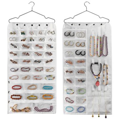 BB Brotrade Hanging Jewelry Organizer,Accessories Organizer,56 Pocket Organizer for Holding Jewelries (White-56 Pockets)