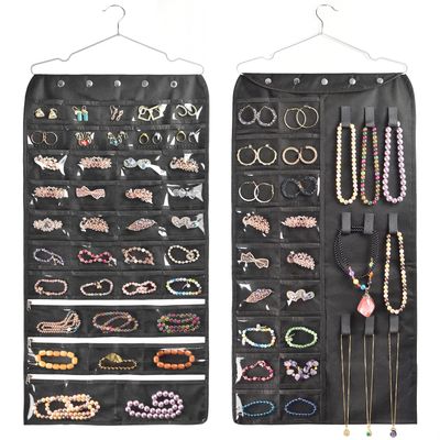BB Brotrade Hanging Jewelry Organizer,Accessories Organizer,56 Pocket Organizer for Holding Jewelries (Black-56 Pockets)