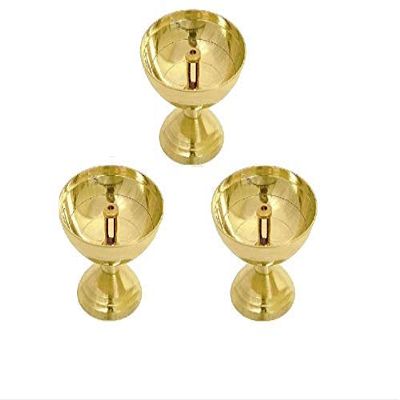 Aport Home phareLamp Presents Brass Traditional Nanda Oil Lamp for Pooja Purpose and Diwali (Set of 3) #A021