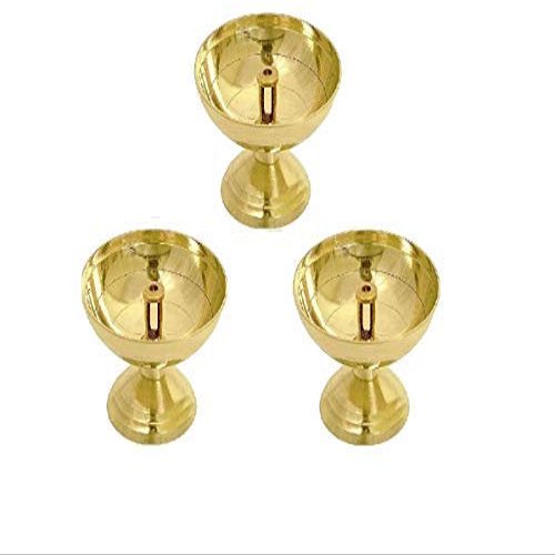 Aport Home phareLamp Presents Brass Traditional Nanda Oil Lamp for Pooja Purpose and Diwali (Set of 3) #A021