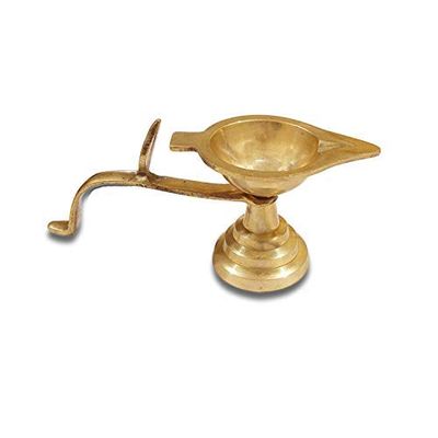 Aport Home phareLamp Presents Brass 1 Face Puja Diya Lamp (Gold) #A205